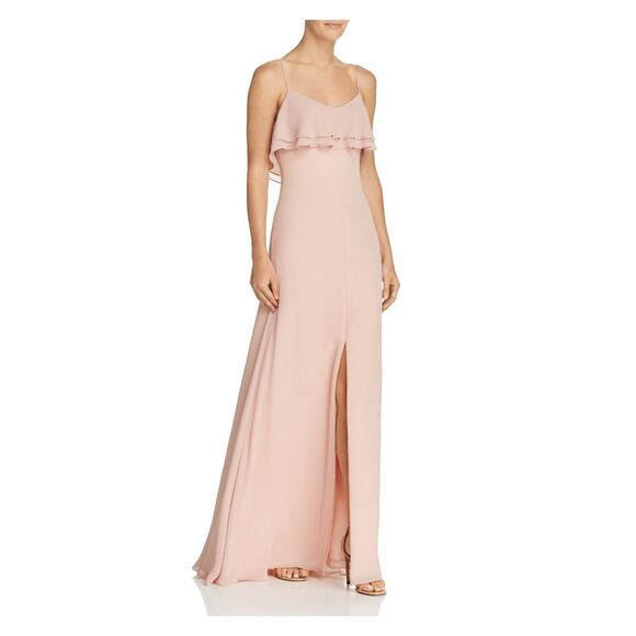 WATTERS & WATTERS Womens Beige Spaghetti Strap Formal Fit + Flare Dress 10